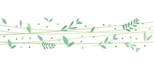 Green Leaves Border Illustration. Green Leaves Decoration Graphics For Spring Design And Background. Vector Illustration.