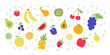 Colorful cutouts fruits and berries set. Shape colored cardboard or paper. Funny childish applique