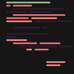 Code on screen vector illustration, flat cartoon coding lines simulation