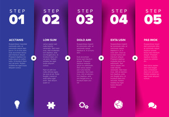 Poster - five vector progress block steps template