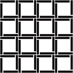 Poster - Black squares wallpaper. White background and black stamp pattern.