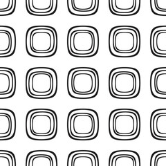 Fototapete - Black rings pattern. Seamless repeated triple rings.