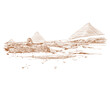 Egypt. Giza. Pyramids. Beautiful view. Hand drawn sketch, vector illustration