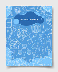 Poster - cryptocurrency technology concept with doodle style for template of banners, flyer, books, and magazine