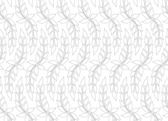 Wall Mural - linear vector pattern, repeating abstract geometry background, gray line of leaf or flower, floral. 