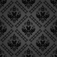 Classic Seamless Pattern. Damask Orient Black Ornament. Classic Vintage Background. Orient Dark Ornament For Fabric, Wallpaper And Packaging