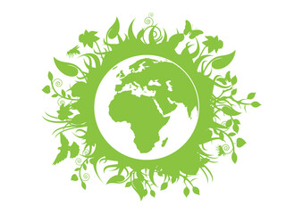 green eco planet earth illustration. green planet earth icon isolated on a white background. planet 