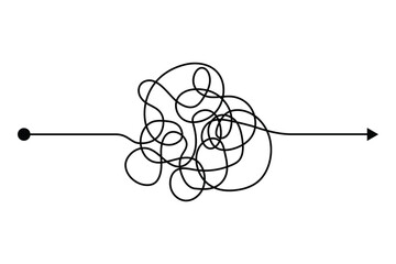 arrow chaos mindset mess. doodle knot line concept with freehand scrawl sketch. vector hand drawn di
