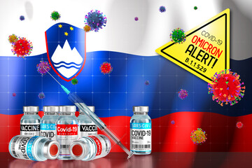 Covid-19 Omicron B.1.1.529 variant alert, vaccination programme in Slovenia - 3D illustration