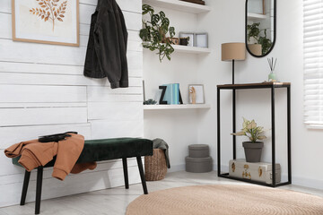 Canvas Print - Hallway interior with console table and stylish decor