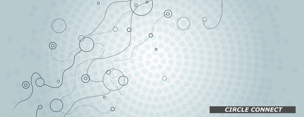 Fototapete - Horizonal banner with dynamic waves and dots. Simple minimal style. Futuristic vector pattern. Abstract cover illustration. Flyer texture digital background. Fuzzy structure
