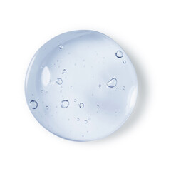 glycerin gel texture. blue serum toner drop isolated on white background. liquid gel sphere with bub