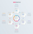 Abstract business honeycomb  infographic template with 6 options. Colorful diagram, timeline and schedule isolated on light background.
