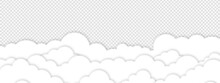 Paper Clouds. Vector Paper Clouds In White Color On Transparent Background With Realistic Shadow. Vector Illustration For Your Design. Vector EPS 10