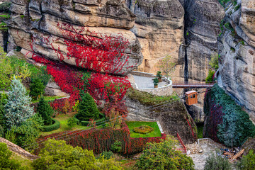 Wall Mural - A small cable car for transporting tourists and cargo to the famous Meteora monasteries in Greece