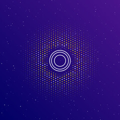 Poster - a large white contour radio button symbol in the center, surrounded by small dots. dots of different