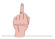 © alstanova@gmail.com - Middle finger flip, fuck you gesture. One continuous line art drawing vector illustration of arm fuck you, fuck off gesture