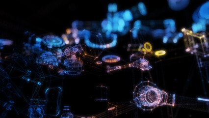 Poster - Abstract technology particles mesh background