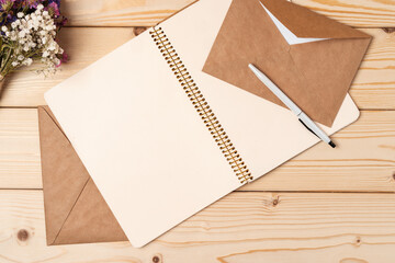 Poster - Letters and Office Supplies on Table Desk. Top View