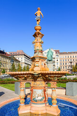 Wall Mural - Fountain on Jozsef Nador square in center of Budapest, Hungary