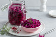 Quick pickled red cabbage in bowl