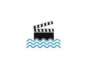 Wall Mural - Movie clipboard on the sea wave logo