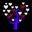 3D Rendering Heart Tree on Black