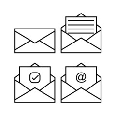 Poster - Outline white envelop icon set illustration design. Editable vector in eps10. Basic element graphic resource
