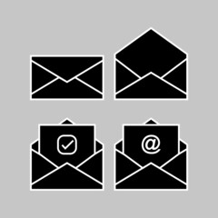 Poster - Black icon set design. Envelop icon illustration vector. Editable vector in eps10. Basic element graphic resources