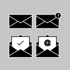 Poster - Black envelope icon set. Sign of envelope illustration design. Flat design in eps10. editable vector. Basic element graphic resources