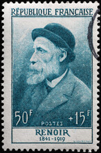 Portrait Of Pierre-Auguste Renoir On Old French Stamp