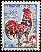Rooster, Symbol Of France, On Postage Stamp