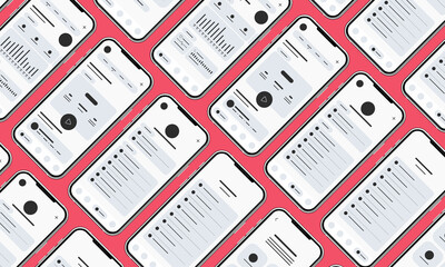 Aufkleber - Set of UI UX Wireframes, GUI screens any app flat design template for mobile apps, responsive website application wireframes. Web design UI kit.