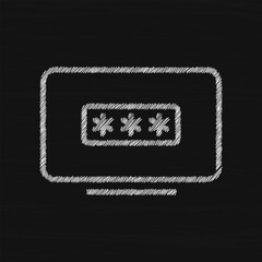 Poster - Laptop with password window sketch vector. Window with user authorization