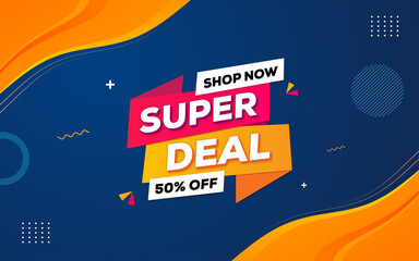 Wall Mural - super deal banner design with editable text effect