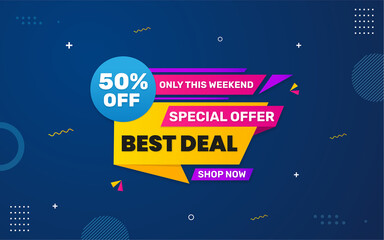 Wall Mural - best deal banner design with editable text effect