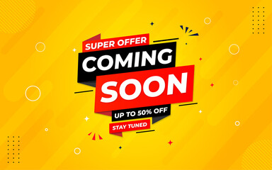 Wall Mural - coming soon banner design with editable text effect