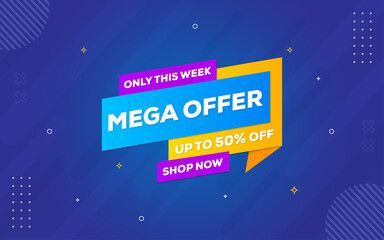 Wall Mural - mega offer banner design with editable text effect