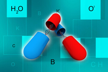 Sticker - 3d render of dna structure with capsule