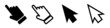 A set of mouse pointer icons. Index finger and mouse cursor. Vectors.