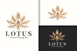 Golden lotus flower logo template