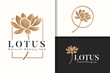 Elegant golden lotus flower logo template