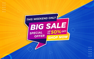 Wall Mural - big sale special offer banner with editable text effect