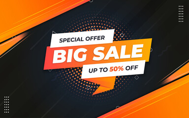 Wall Mural - big sale offer banner with editable text effect