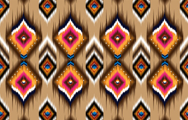 Ikat ethnic vector abstract beautiful art. Ikat seamless pattern in tribal, 
folk embroidery, Mexican style. Aztec geometric art ornament print. 
Design for carpet, wallpaper, clothing, wrapping,fabri