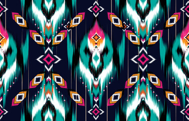 Ikat ethnic vector abstract beautiful art. Ikat seamless pattern in tribal, 
folk embroidery, Mexican style. Aztec geometric art ornament print. 
Design for carpet, wallpaper, clothing, wrapping,fabri