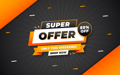 Wall Mural - super offer sale poster, sale banner design template with 3d editable text effect
