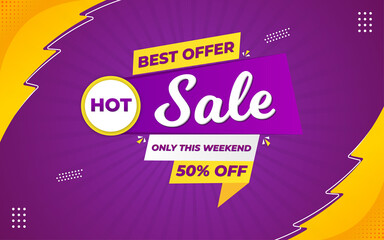 Wall Mural - best ofer hot sale poster, sale banner design template with 3d editable text effect