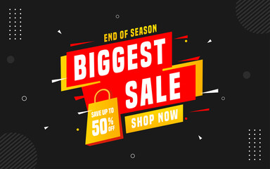Wall Mural - biggest sale poster, sale banner design template with 3d editable text effect