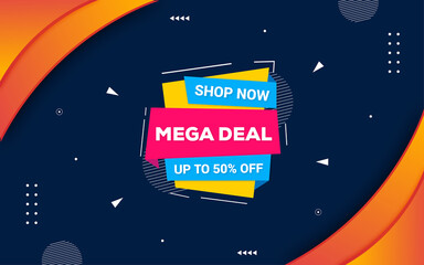 Wall Mural - mega deal banner design with editable text effect.